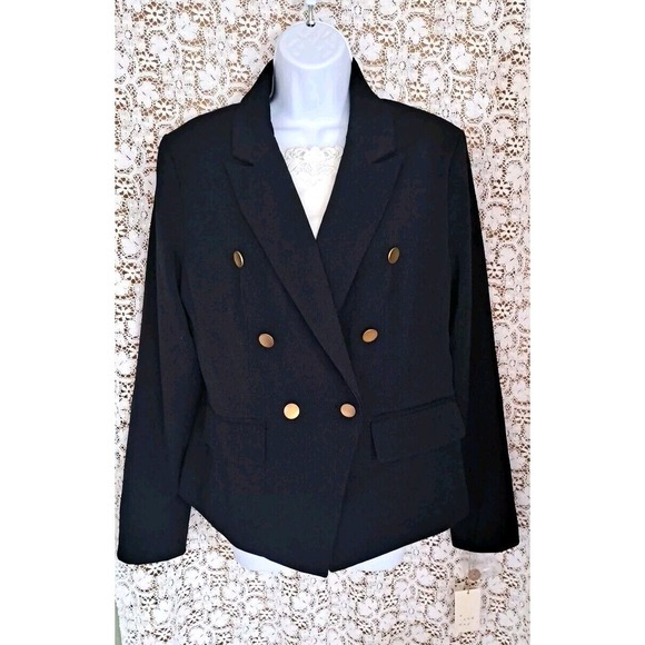 a new day Jackets & Blazers - A New Day Double Breasted Blazer Size 12 Federal Blue Goldtone Buttons Lined NWT